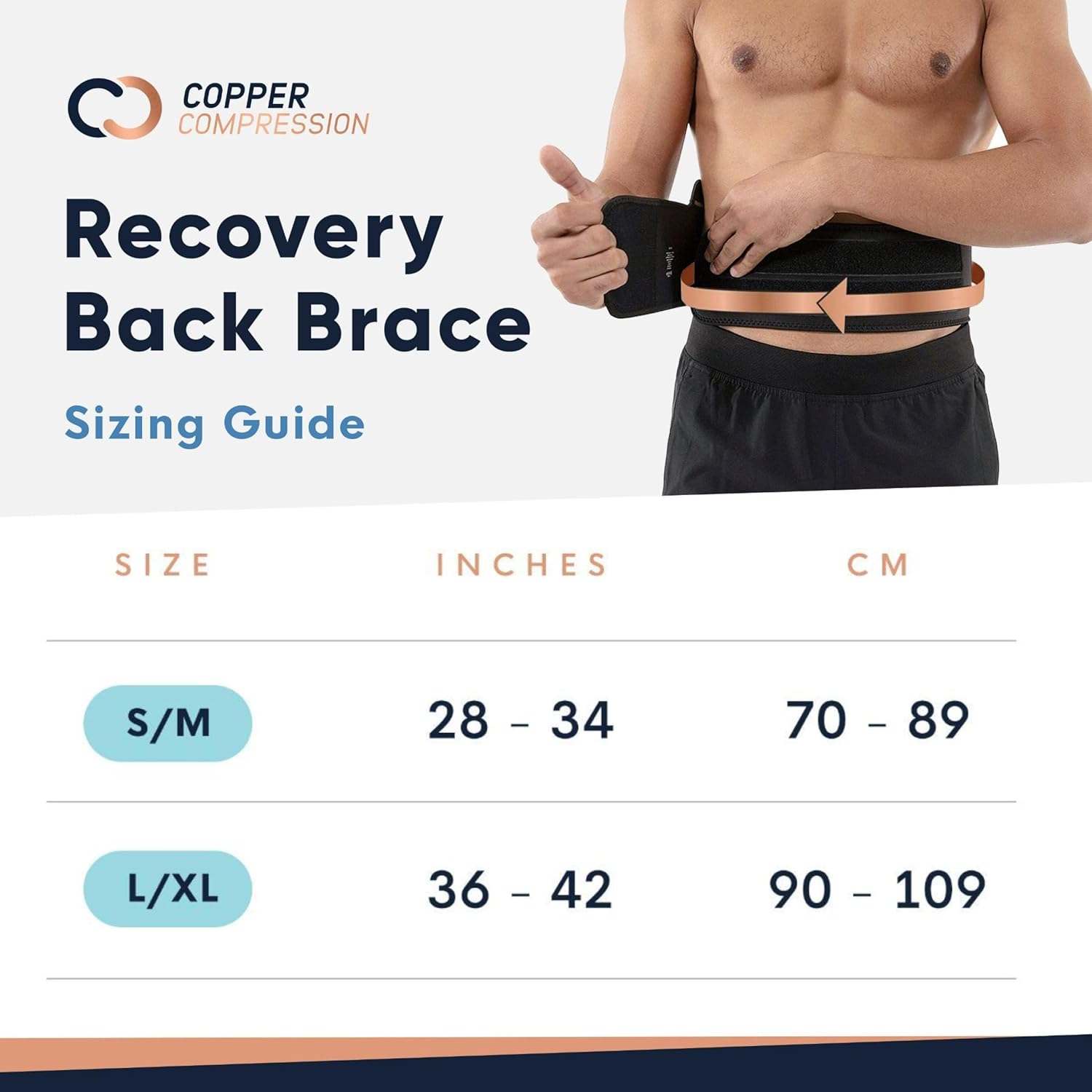 Copper Compression Lower Back Lumbar Support Brace, 1 Guaranteed Highest Copper Content, Great for All Activities! Infused Fit Wrap/Belt, Wear Anywhere! (Waist 39 - 50)